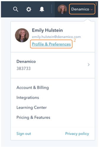 HubSpot Account Navigation to Profile & Preferences-1