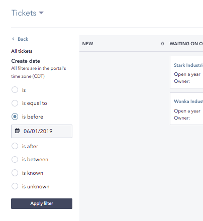 How to set your default view on your tickets board